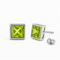 Orecchini da donna in oro bianco 18 kt con zircone verde e zirconi – 2.00 g – Idee Preziose dal 1987 - IP.OK18B/44